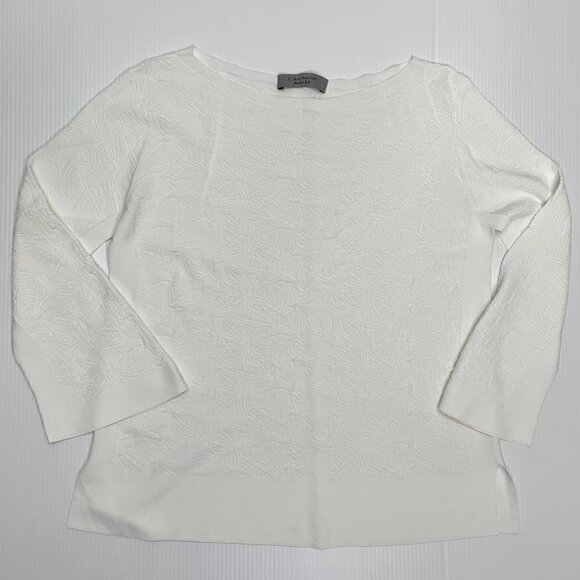 D Exterior Shirt Large Textured White Stretch Knit Pullover Tunic - Picture 4 of 8